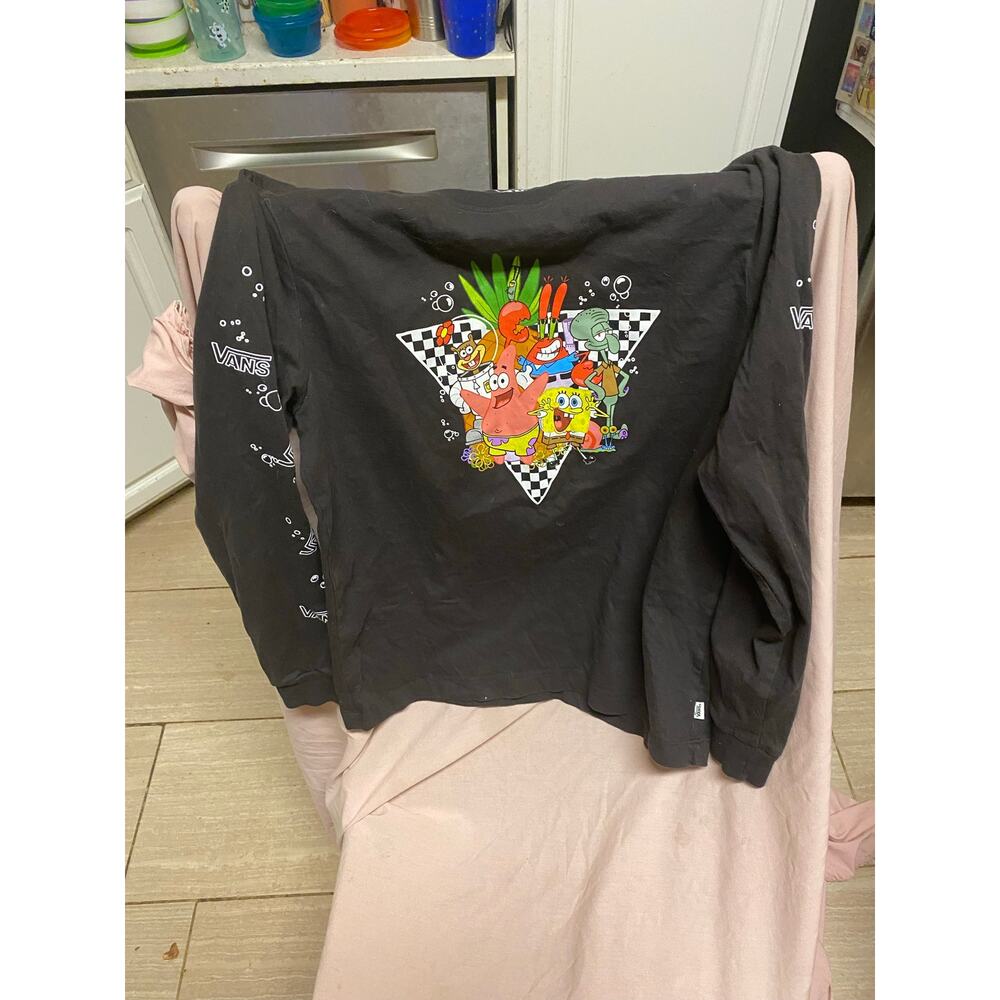 Vans Spongebob Squarepants Black Long Sleeve T Shirt Mens Small Collaboration